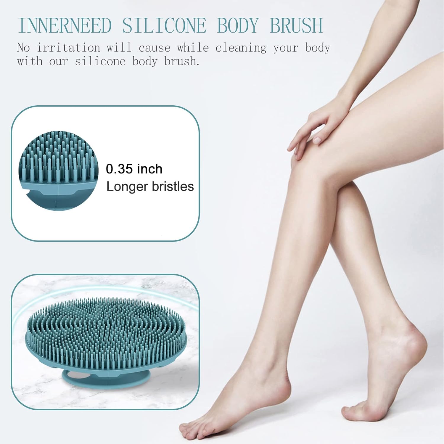 INNERNEED Food-Grade Soft Silicone Body Scrubber Shower Brush Handheld Cleansing Skin Brush,