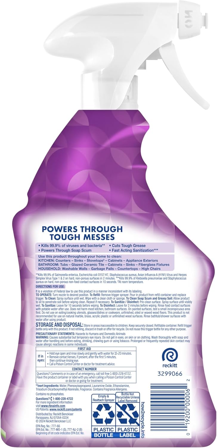 Lysol All Purpose Cleaner Spray, Multi-Purpose Disinfecting Spray, Kitchen & Bathroom Cleaner,