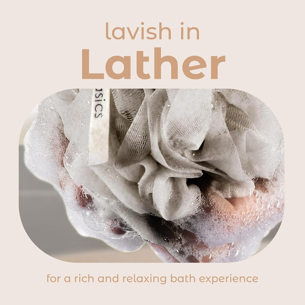 MainBasics Bath Shower Loofah Sponge Pouf Body Scrubber Exfoliator Body Wash Sponge