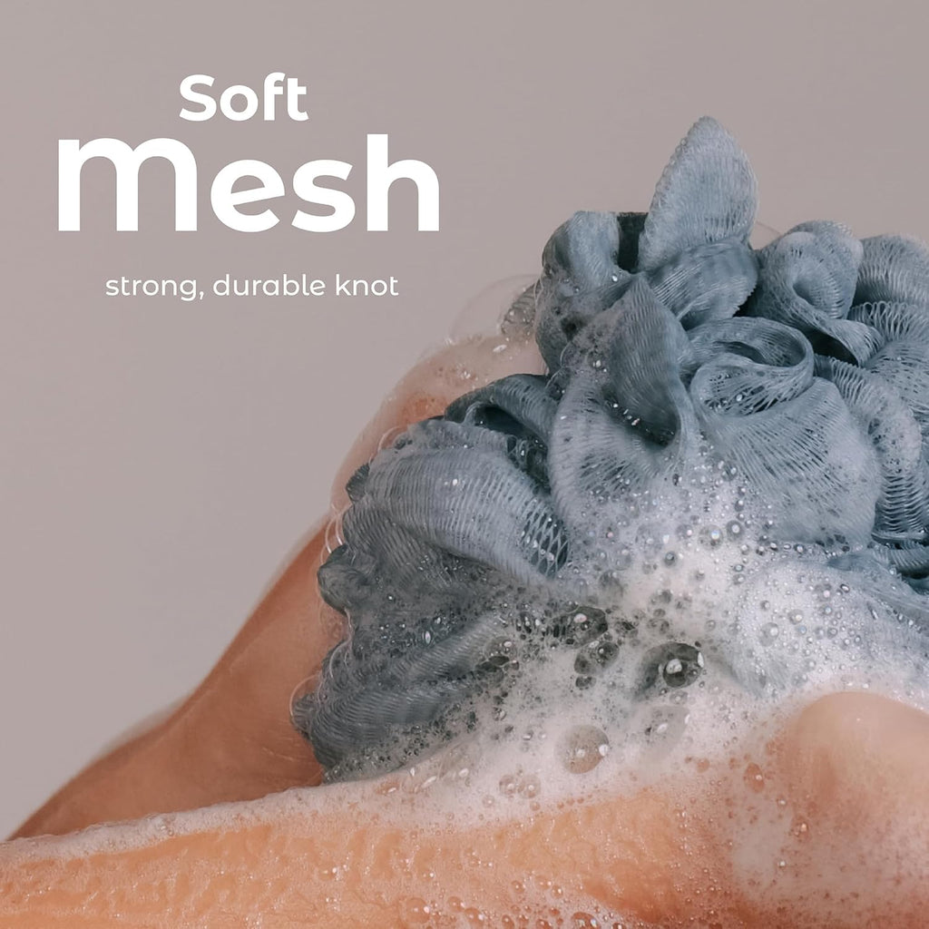 MainBasics Bath Shower Loofah Sponge Pouf Body Scrubber Exfoliator Body Wash Sponge
