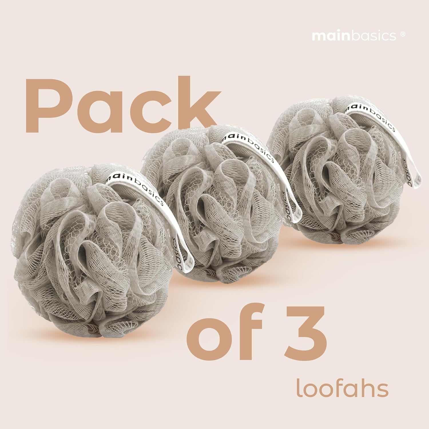 MainBasics Bath Shower Loofah Sponge Pouf Body Scrubber Exfoliator Body Wash Sponge