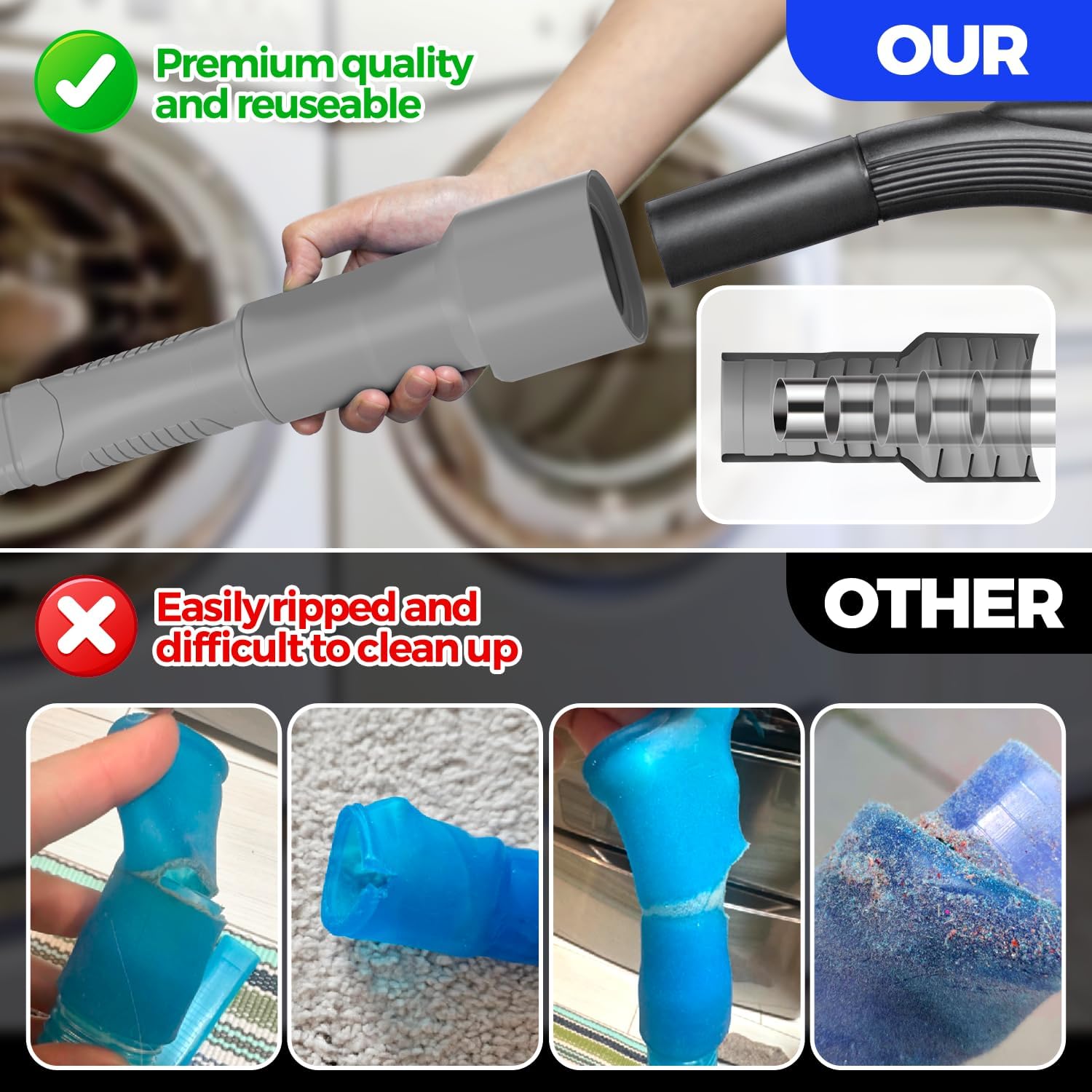 Holikme 2 Pieces Dryer Vent Cleaner Kit, Dryer Lint Vacuum Attachment and Flexible Dryer Lint Brush