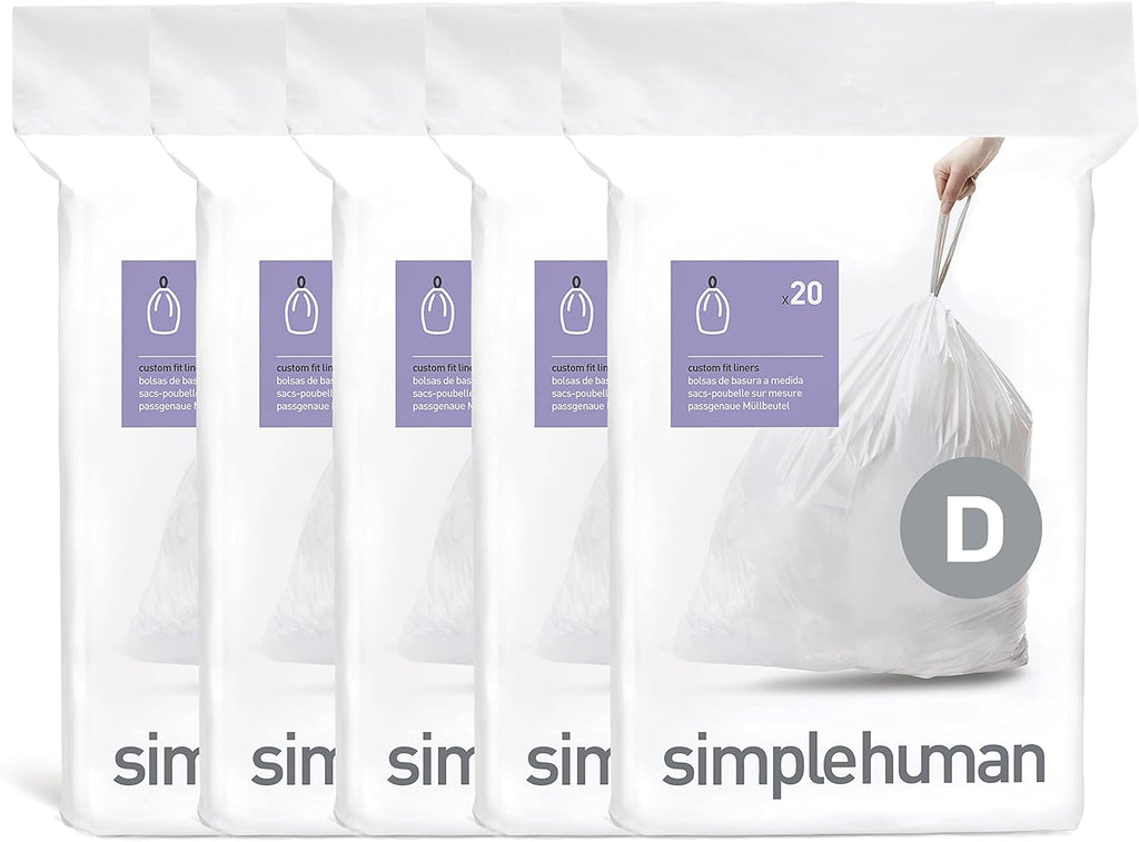 simplehuman Code H 100 Count, Dispenser Pack Custom Fit Liners