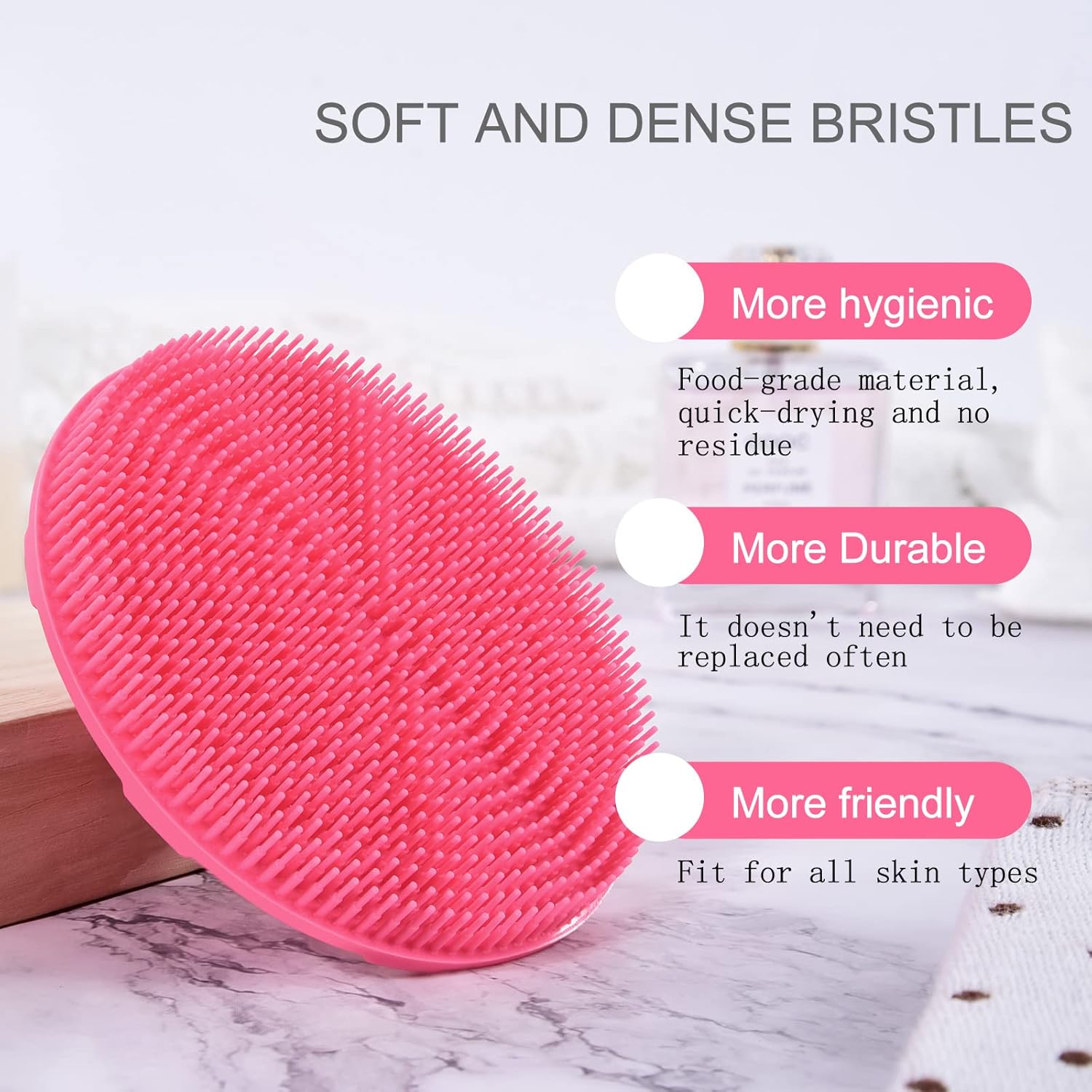 INNERNEED Food-Grade Soft Silicone Body Scrubber Shower Brush Handheld Cleansing Skin Brush,