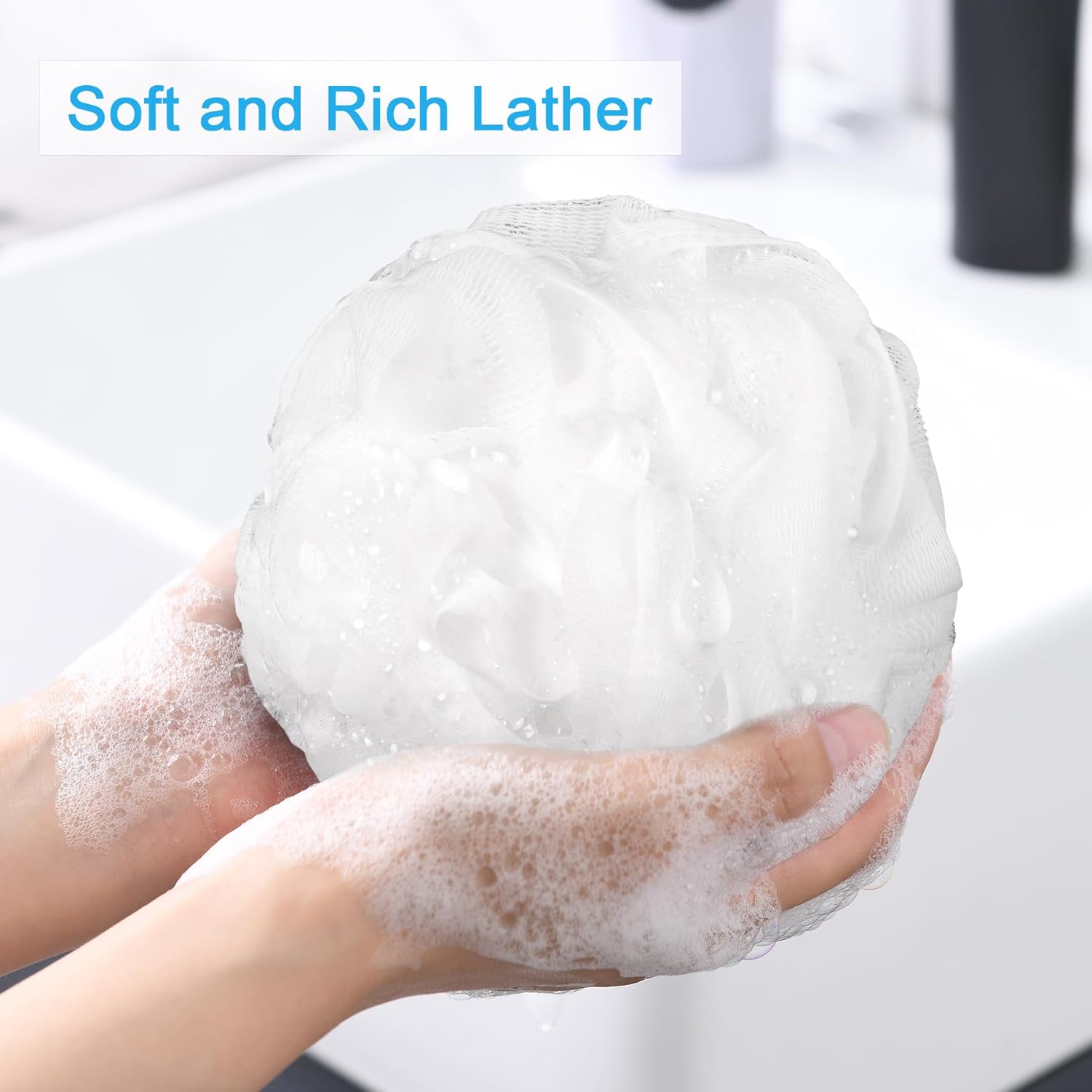 AmazerBath Loofah Sponge 75g/Piece, Exfoliating Bath Sponge Body Scrubber - Loofa Set of 4 Flower Color