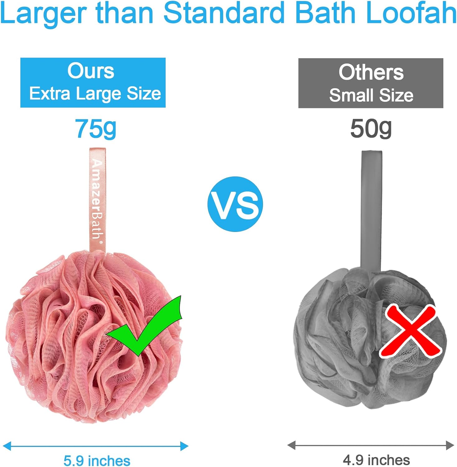 AmazerBath Loofah Sponge 75g/Piece, Exfoliating Bath Sponge Body Scrubber - Loofa Set of 4 Flower Color