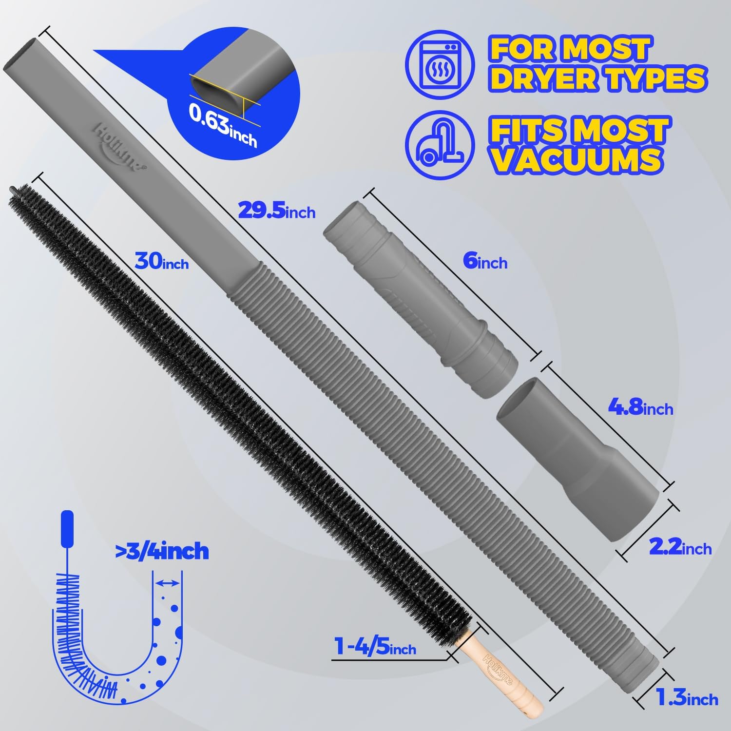 Holikme 2 Pieces Dryer Vent Cleaner Kit, Dryer Lint Vacuum Attachment and Flexible Dryer Lint Brush
