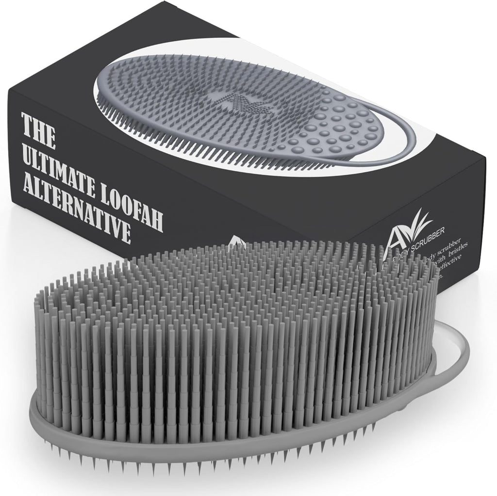 Avilana Silicone Body Scrubber – Gentle Shower Brush & Loofah Alternative – Silver-Infused Options – Fast-Drying, Hygienic
