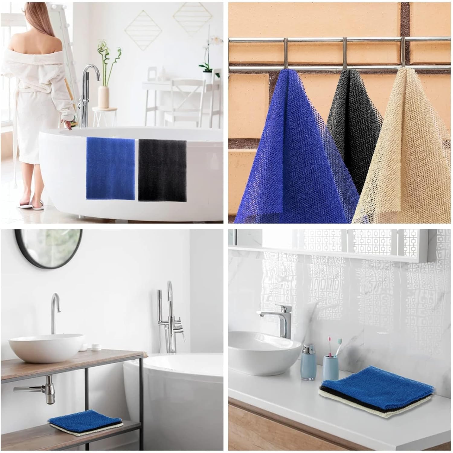 UJFQBH 3 Pieces African Bath Sponge African Net Long Net Bath Sponge Exfoliating Shower Body Scrubber Back Scrubber Skin Smoother