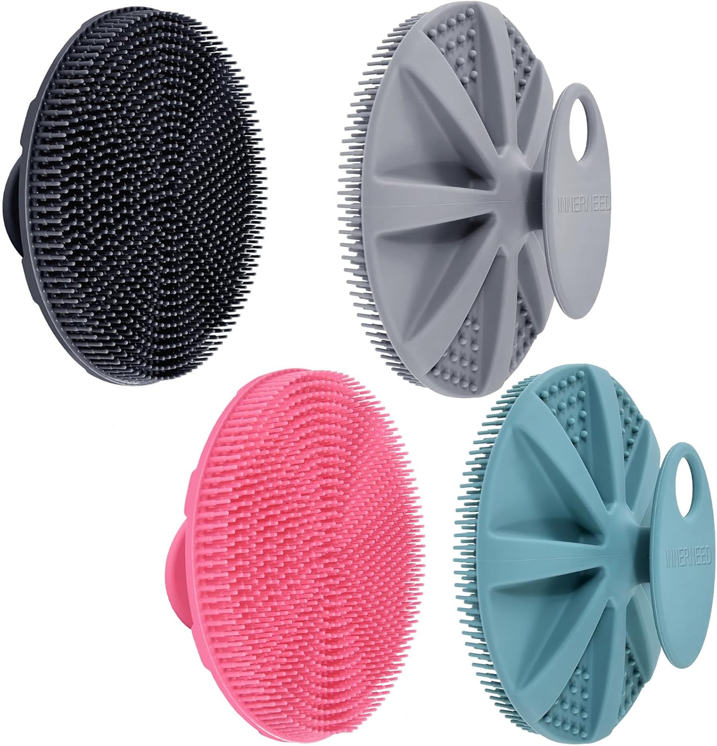 INNERNEED Food-Grade Soft Silicone Body Scrubber Shower Brush Handheld Cleansing Skin Brush,