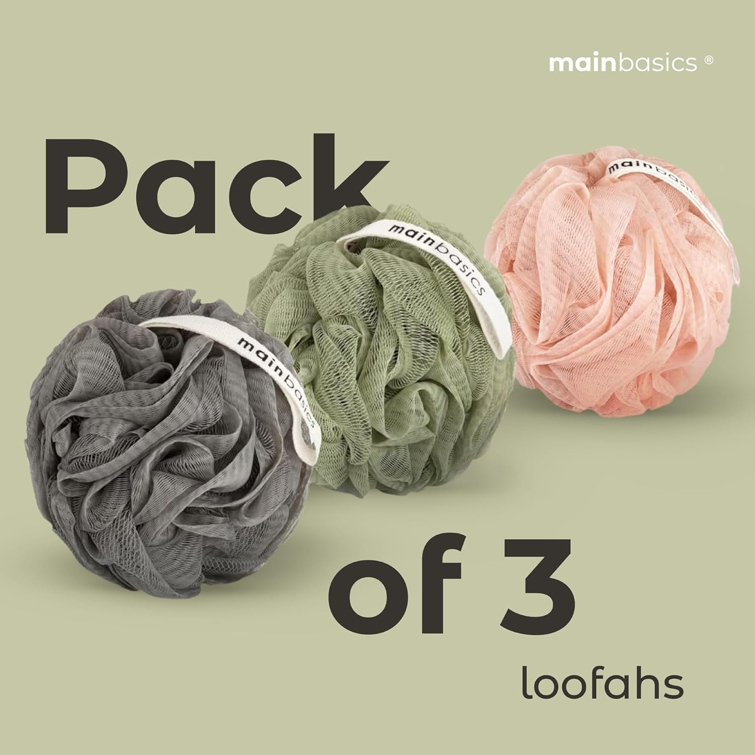 MainBasics Bath Shower Loofah Sponge Pouf Body Scrubber Exfoliator Body Wash Sponge