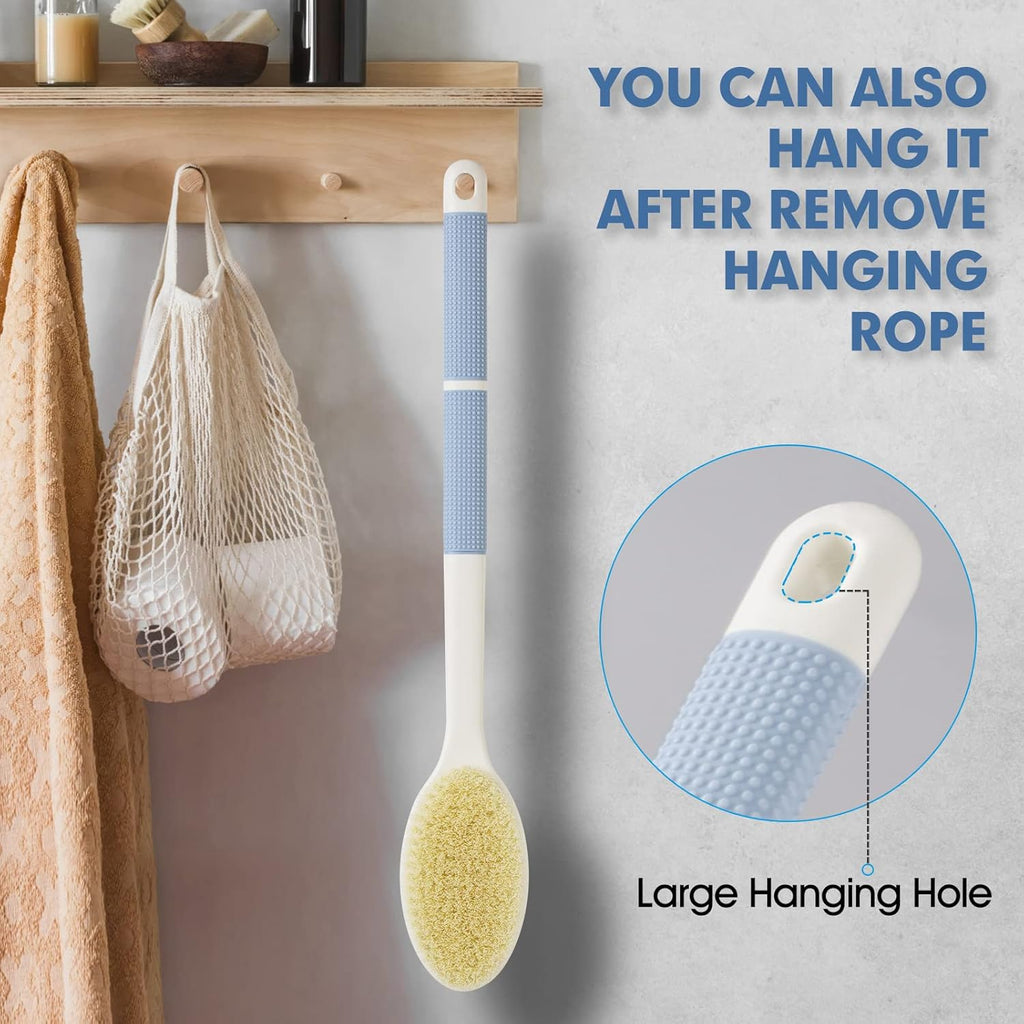Back Scrubber Anti Slip for Shower,Shower Brush Long Handle with Stiff and Soft Bristles,