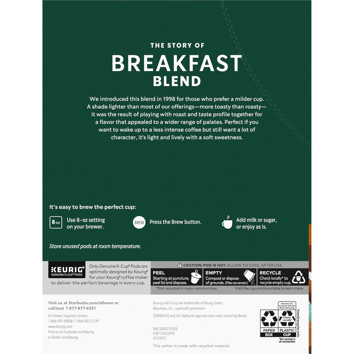 Starbucks K-Cup Coffee Pods, Medium Roast Coffee, Pike Place Roast for Keurig Brewers,