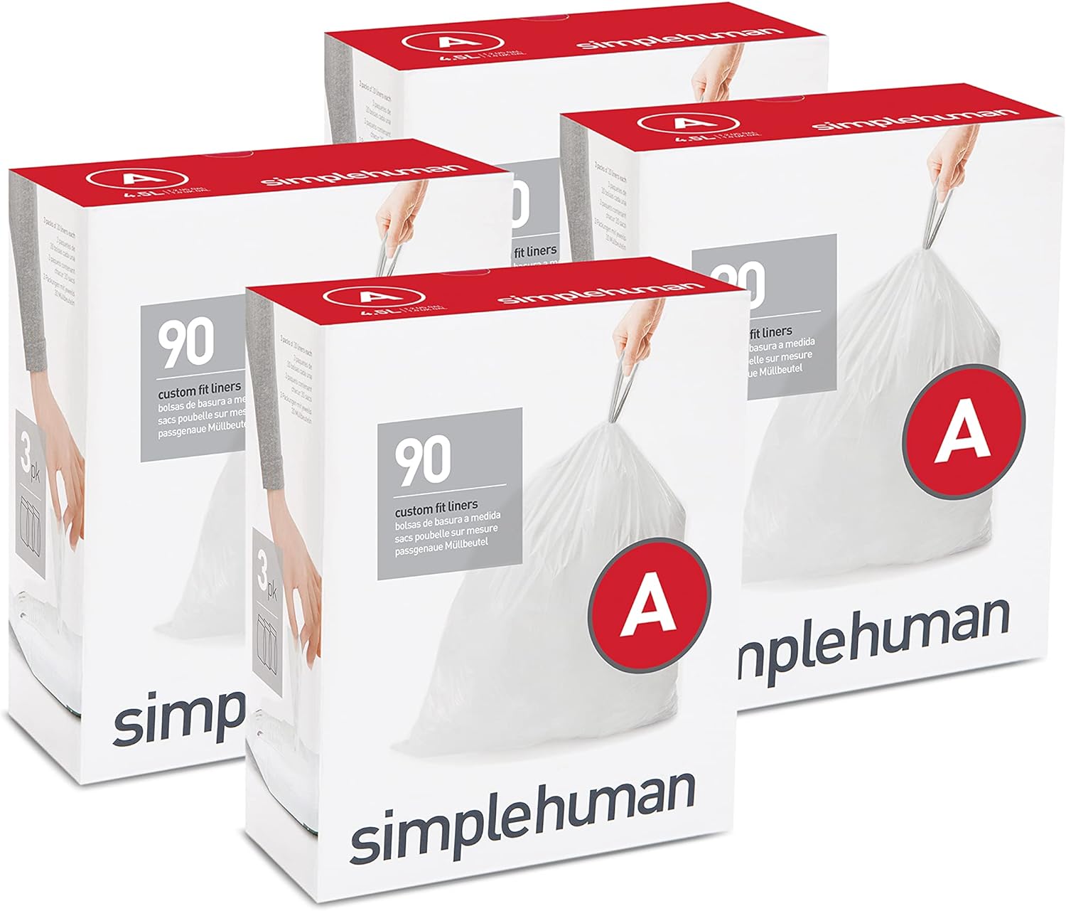 simplehuman Code H 100 Count, Dispenser Pack Custom Fit Liners