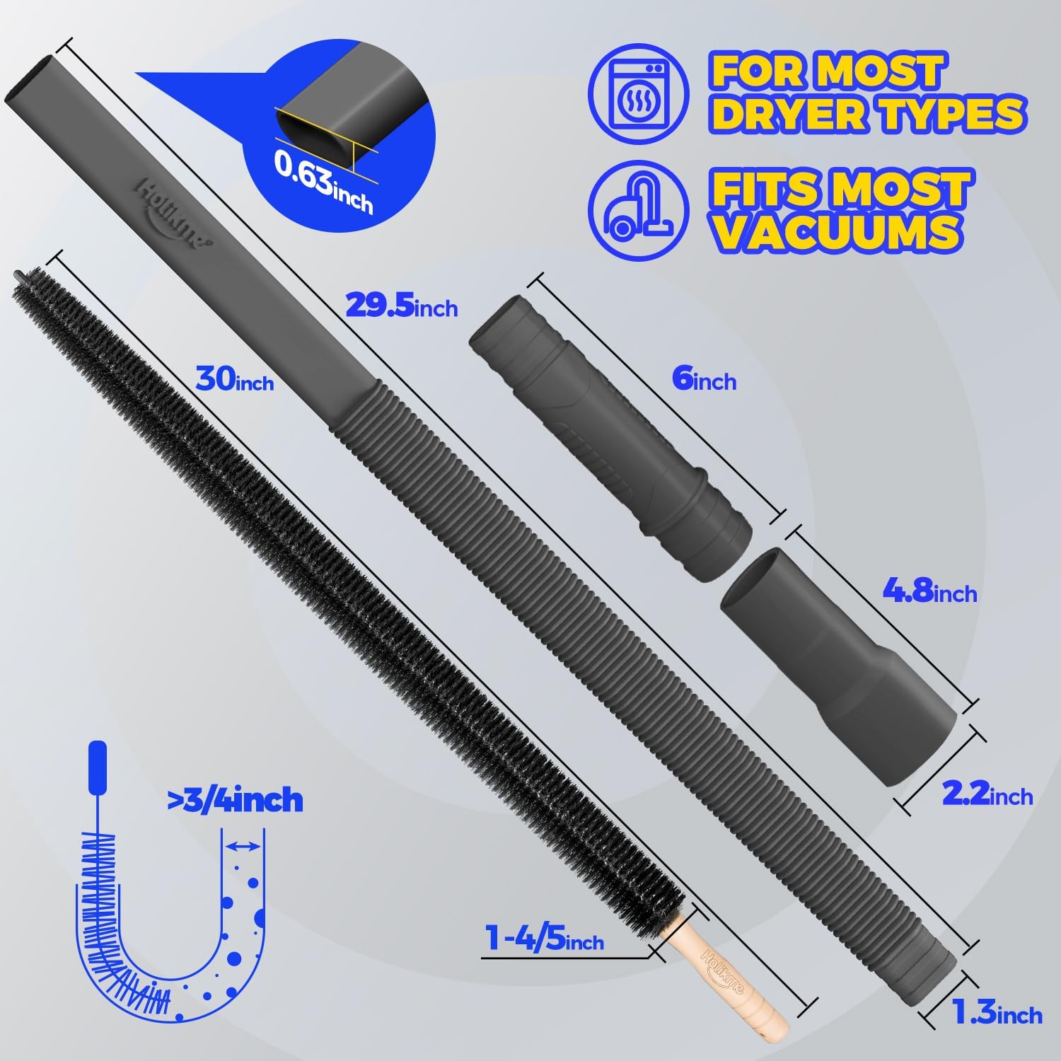 Holikme 2 Pieces Dryer Vent Cleaner Kit, Dryer Lint Vacuum Attachment and Flexible Dryer Lint Brush