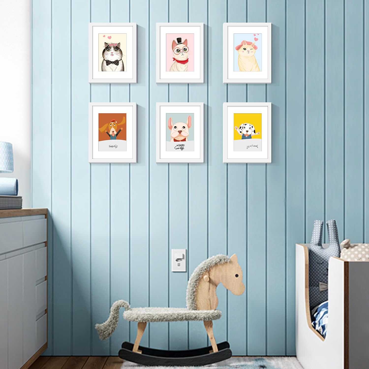 upsimples 8x10 Picture Frame Set of 5, Display Pictures 5x7 with Mat or 8 x 10 Without, Wall Gallery Photo Frames, Black