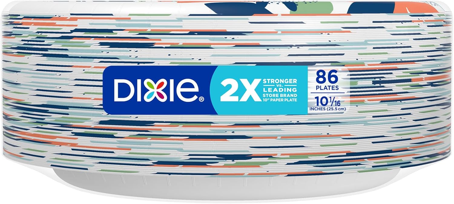 Dixie Large Paper Plates, 10 Inch, 204 Count, 2X Stronger*