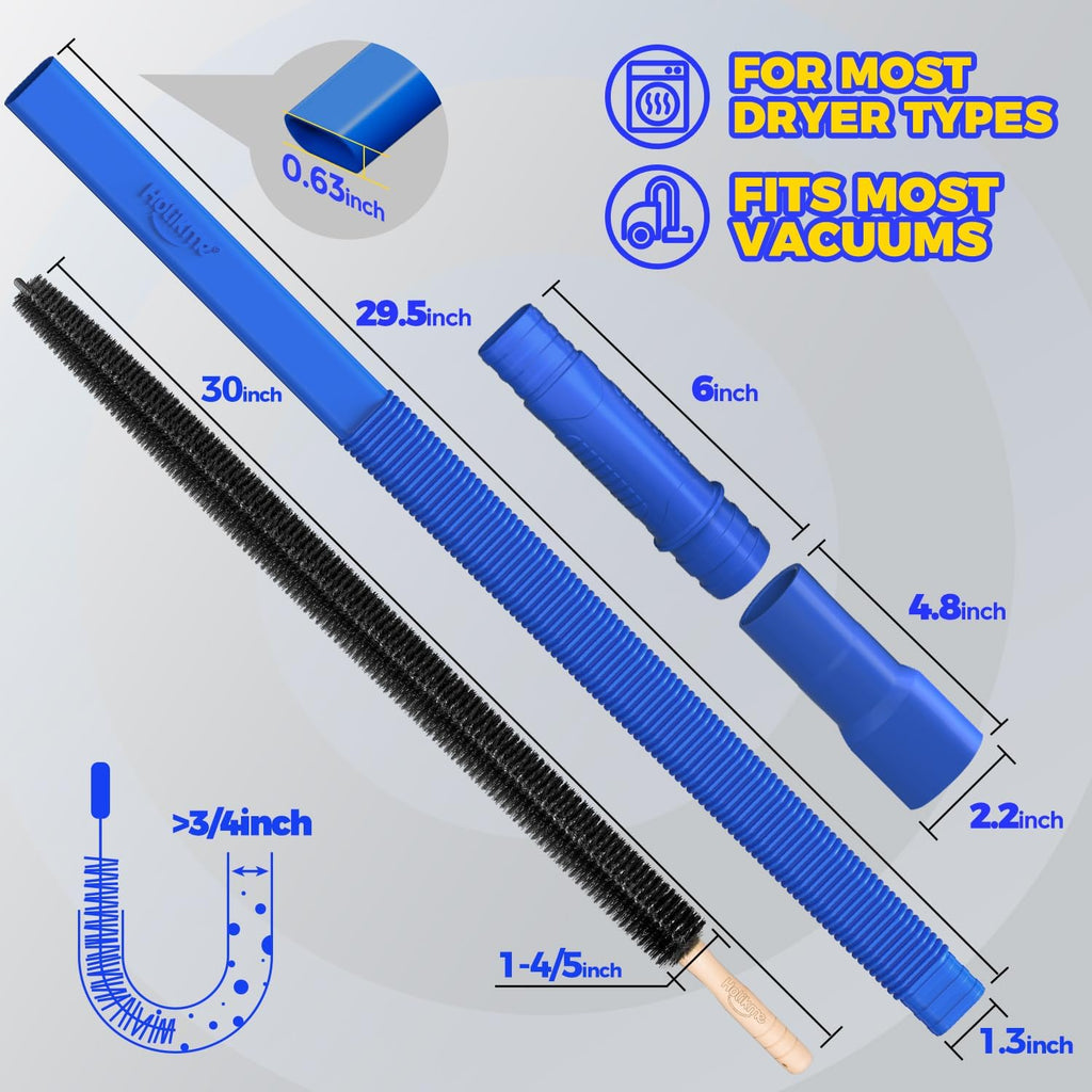 Holikme 2 Pieces Dryer Vent Cleaner Kit, Dryer Lint Vacuum Attachment and Flexible Dryer Lint Brush