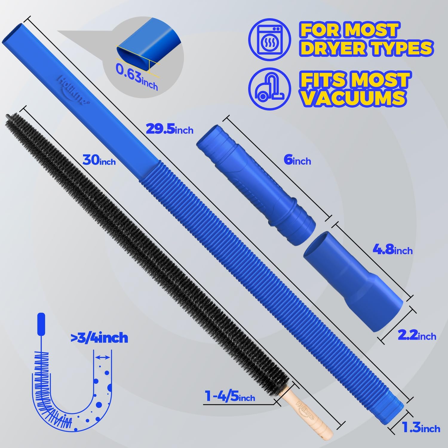 Holikme 2 Pieces Dryer Vent Cleaner Kit, Dryer Lint Vacuum Attachment and Flexible Dryer Lint Brush