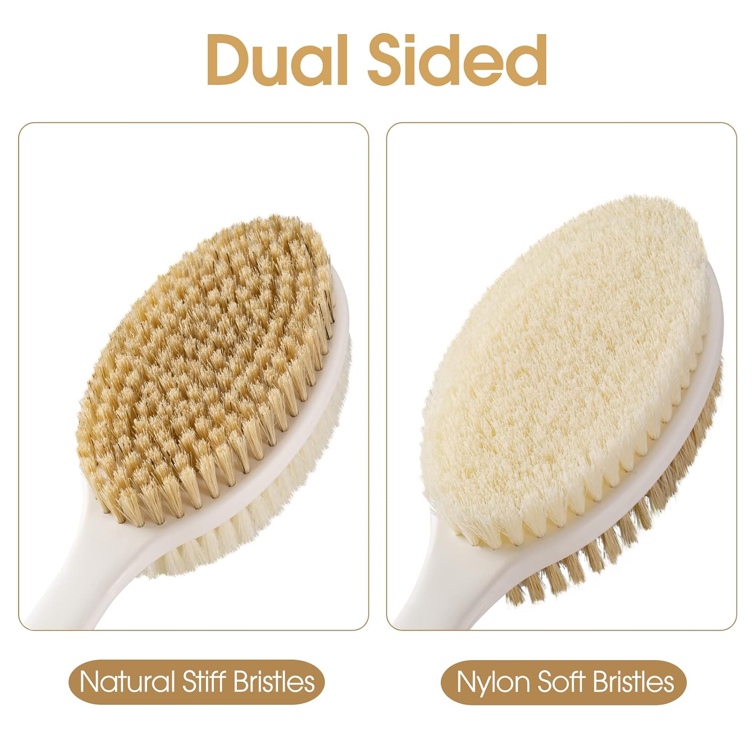Back Scrubber Anti Slip for Shower,Shower Brush Long Handle with Stiff and Soft Bristles,