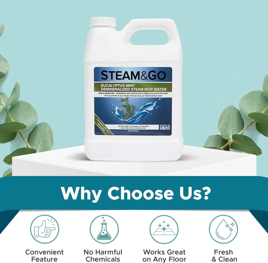 Steam & Go - Demineralized Water for Steam Cleaner,