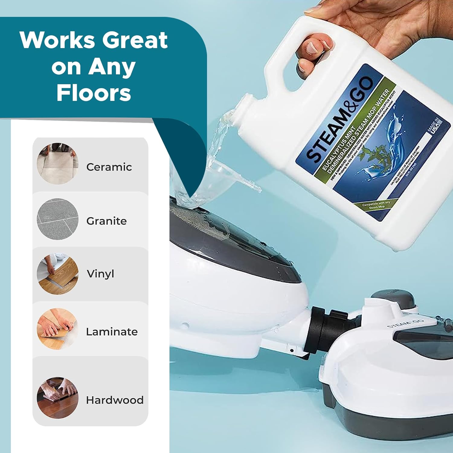 Steam & Go - Demineralized Water for Steam Cleaner,