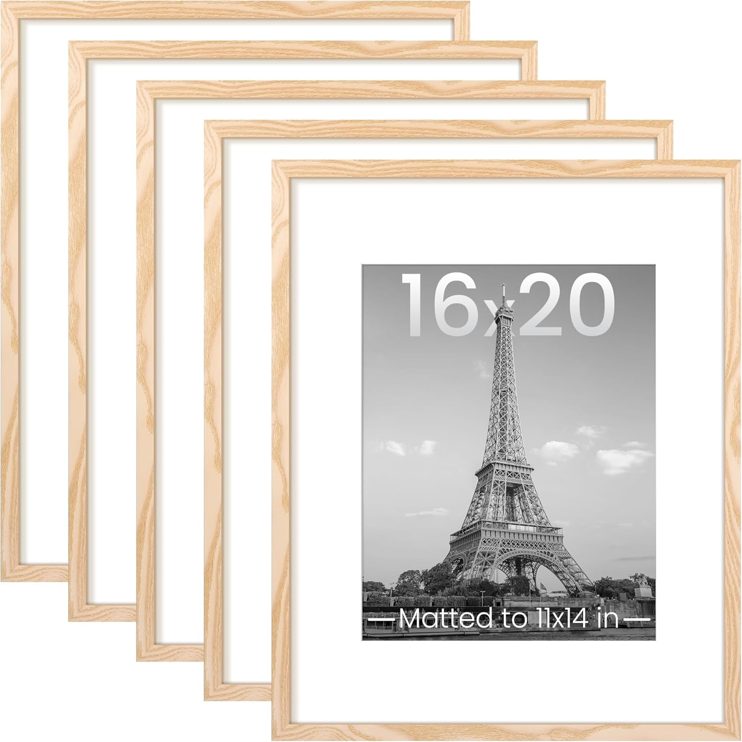 upsimples 8x10 Picture Frame Set of 5, Display Pictures 5x7 with Mat or 8 x 10 Without, Wall Gallery Photo Frames, Black