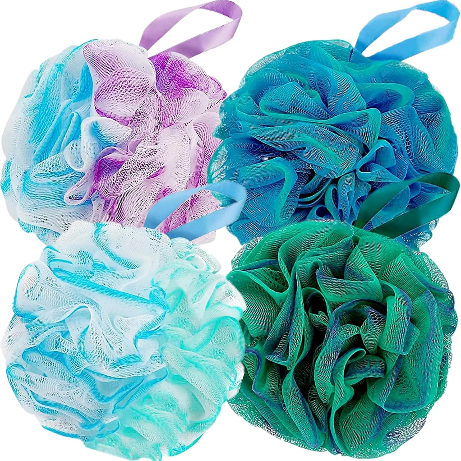 Fu Store Loofah Sponge Shower Loofahs 50g Bath Sponges Mesh Balls 4 Colors for Body Scrubber Exfoliator Wash Back Scrubber Bathroom Men Women