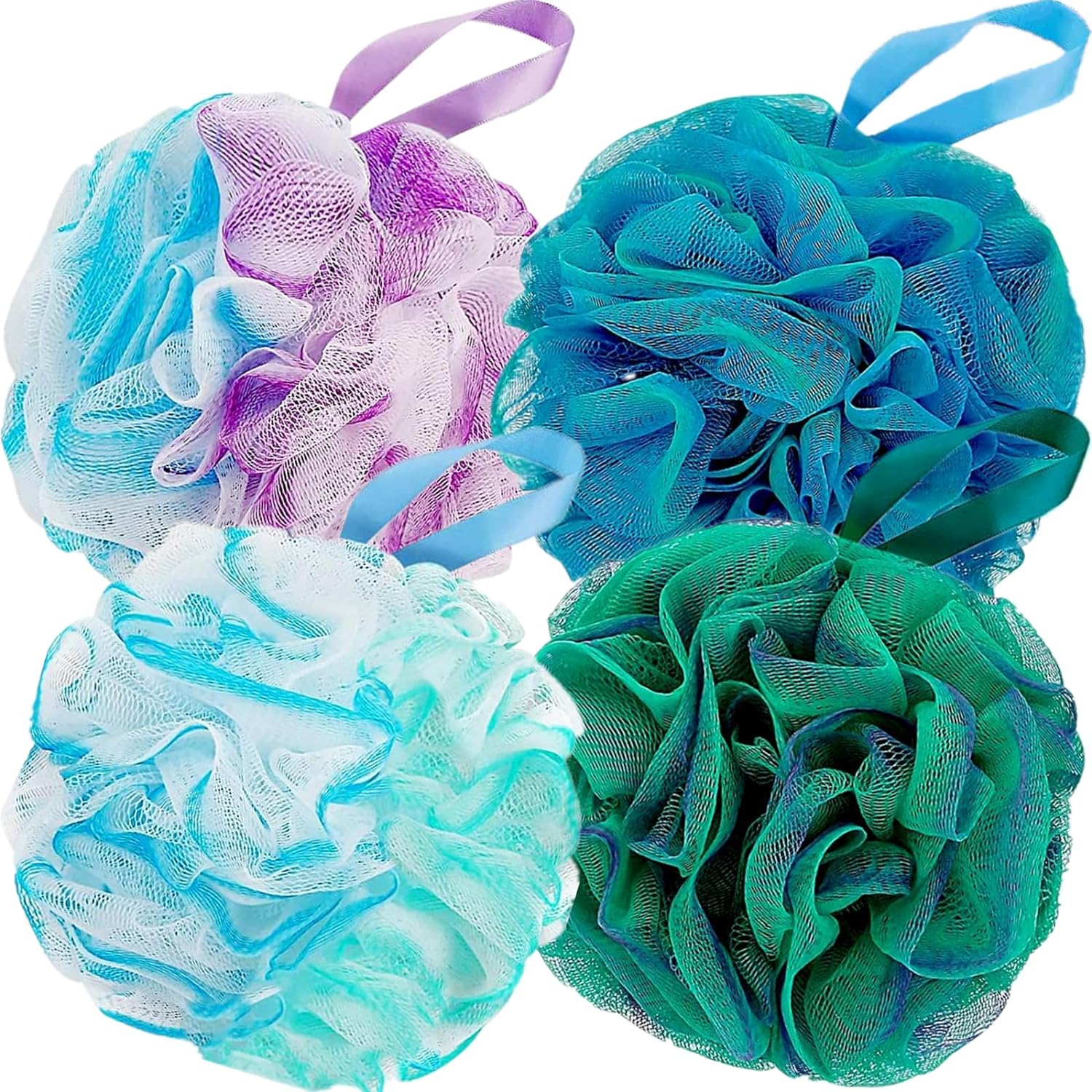 Fu Store Loofah Sponge Shower Loofahs 50g Bath Sponges Mesh Balls 4 Colors for Body Scrubber Exfoliator Wash Back Scrubber Bathroom Men Women