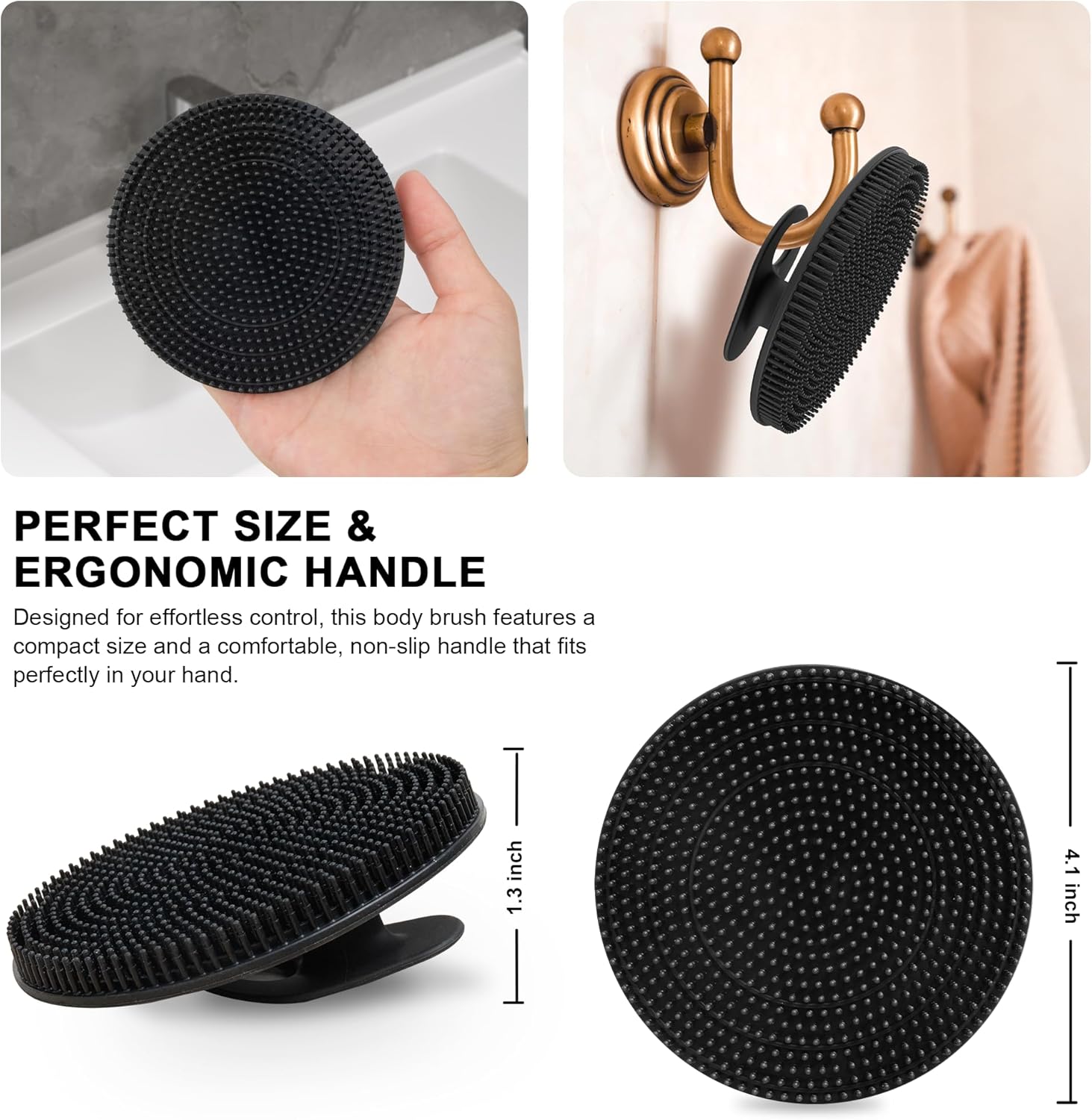 INNERNEED Food-Grade Soft Silicone Body Scrubber Shower Brush Handheld Cleansing Skin Brush,