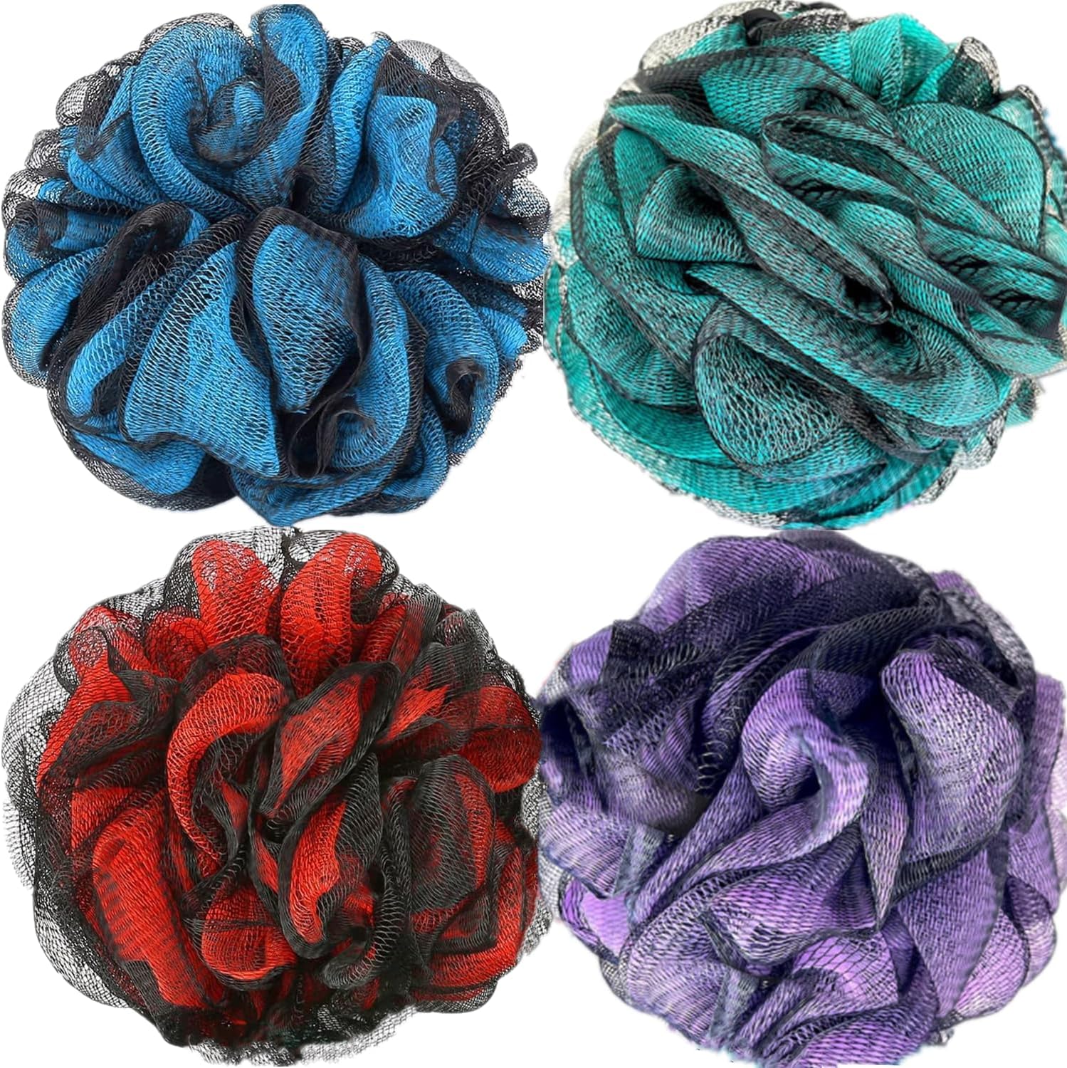 Fu Store Loofah Sponge Shower Loofahs 50g Bath Sponges Mesh Balls 4 Colors for Body Scrubber Exfoliator Wash Back Scrubber Bathroom Men Women