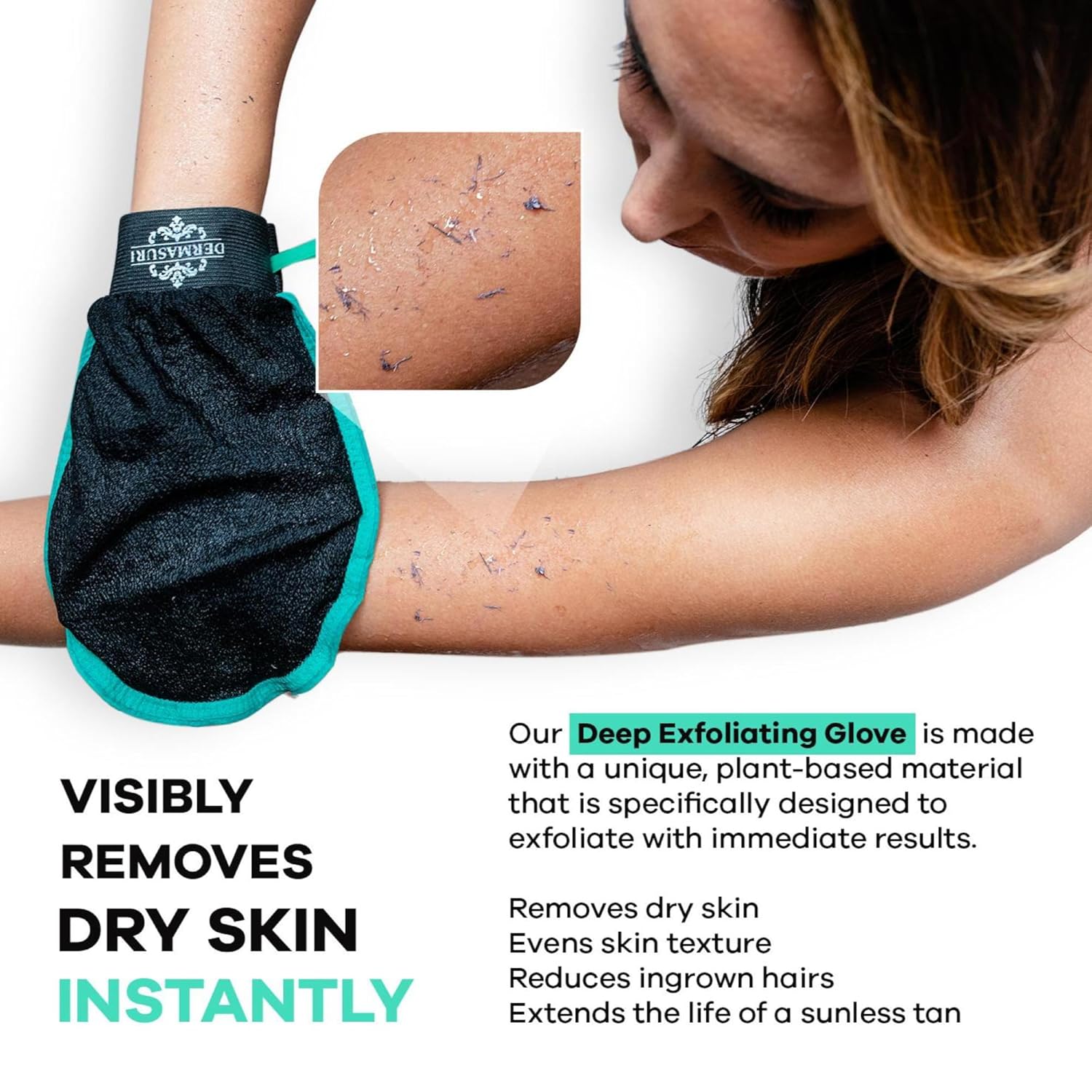 Dermasuri Deep Exfoliating Glove - Polishing Mitt Body Scrubber - Korean Skin Cleaner Exfoliator & Dead Skin Buffing Treatment -