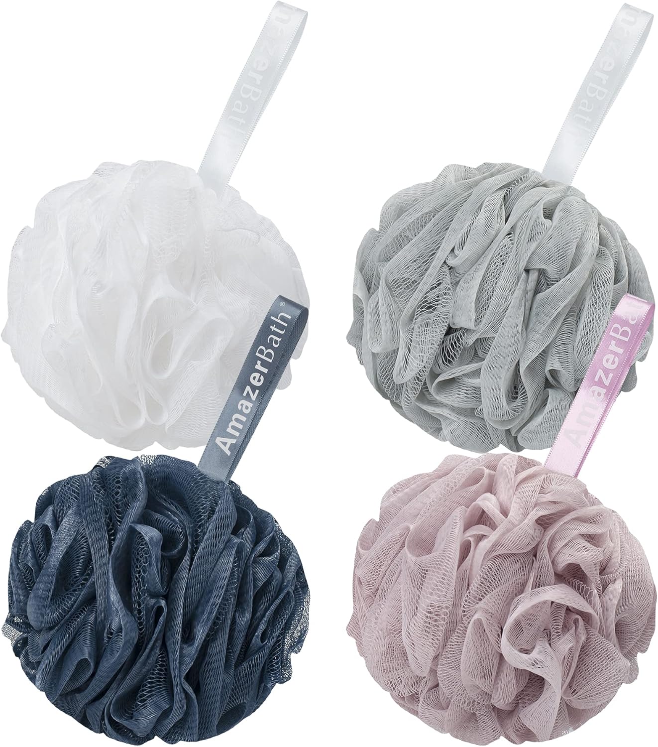 AmazerBath Loofah Sponge 75g/Piece, Exfoliating Bath Sponge Body Scrubber - Loofa Set of 4 Flower Color
