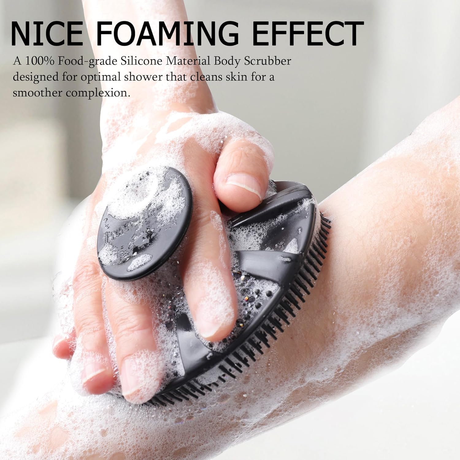 INNERNEED Food-Grade Soft Silicone Body Scrubber Shower Brush Handheld Cleansing Skin Brush,