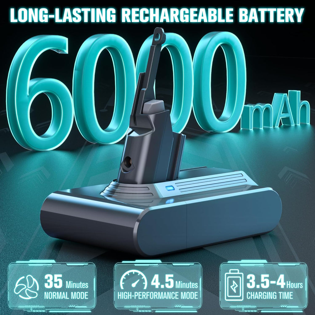 EGR Upgraded 7000mAh V8 Battery Replacement Compatible with Dyson V8 Animal Battery Replacement V8 Absolute V8 Motorhead V8 Fluffy SV10 Carbon Fiber Vacuum Cleaner 2 Filters and 3 Screws Included
