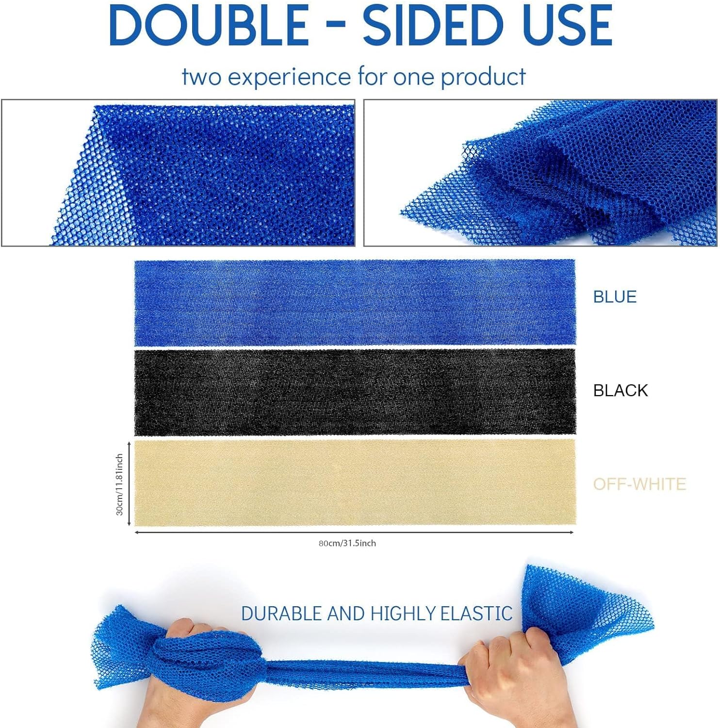 UJFQBH 3 Pieces African Bath Sponge African Net Long Net Bath Sponge Exfoliating Shower Body Scrubber Back Scrubber Skin Smoother
