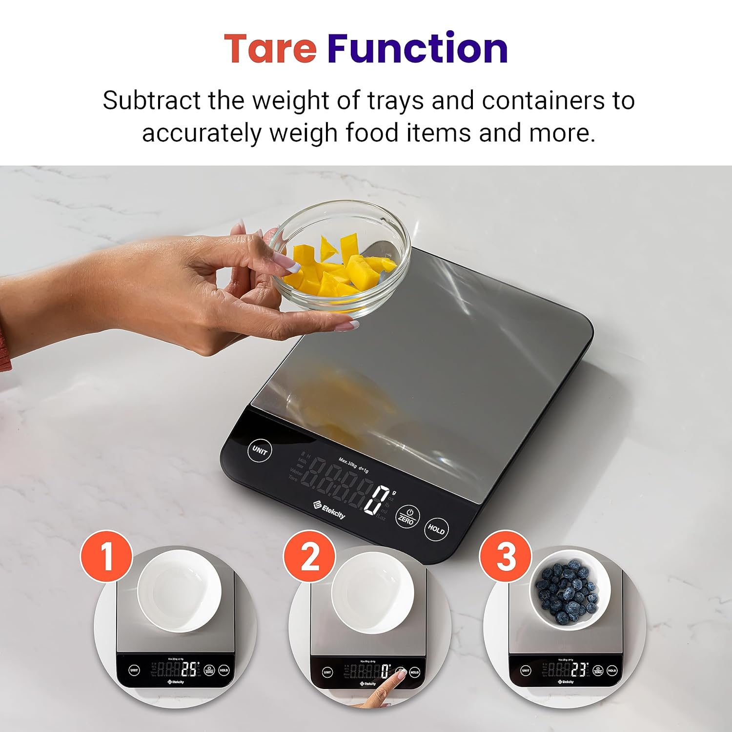 Etekcity Food Kitchen Scale, Digital Grams and Ounces for Weight Loss,