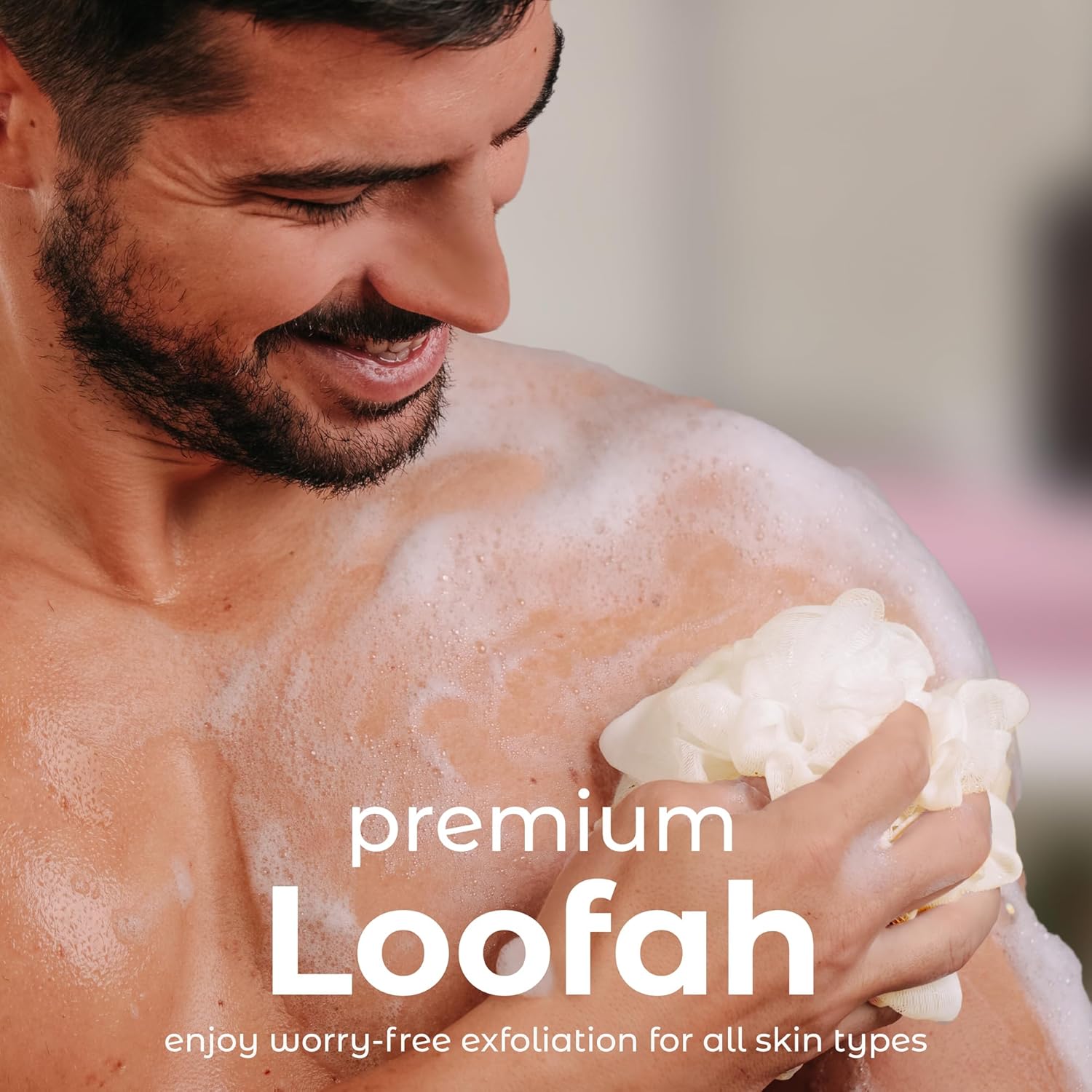 MainBasics Bath Shower Loofah Sponge Pouf Body Scrubber Exfoliator Body Wash Sponge