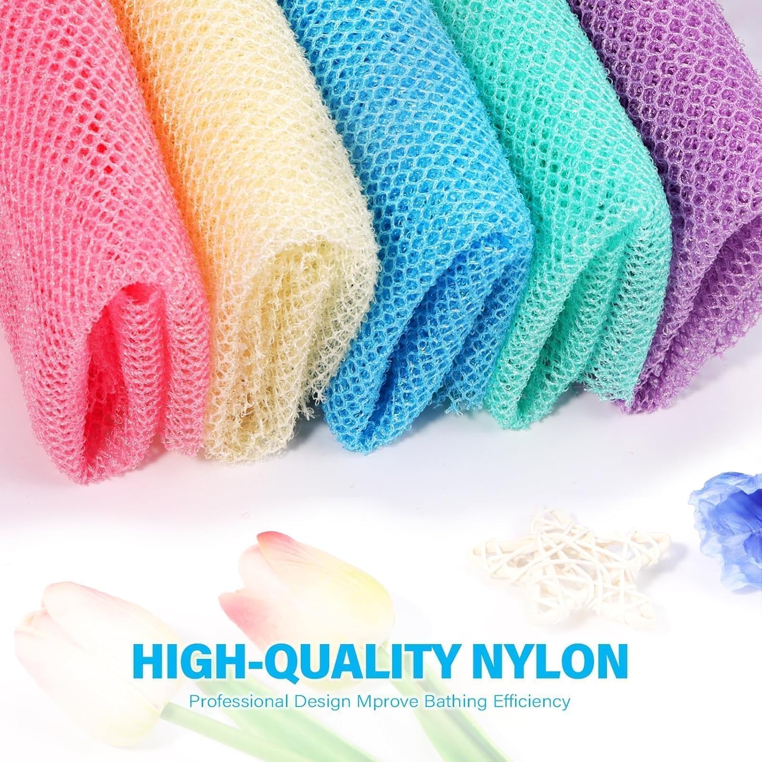 UJFQBH 3 Pieces African Bath Sponge African Net Long Net Bath Sponge Exfoliating Shower Body Scrubber Back Scrubber Skin Smoother