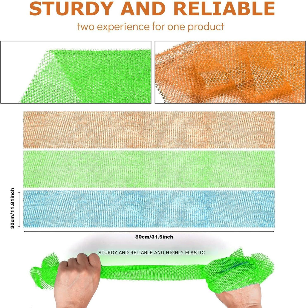 UJFQBH 3 Pieces African Bath Sponge African Net Long Net Bath Sponge Exfoliating Shower Body Scrubber Back Scrubber Skin Smoother