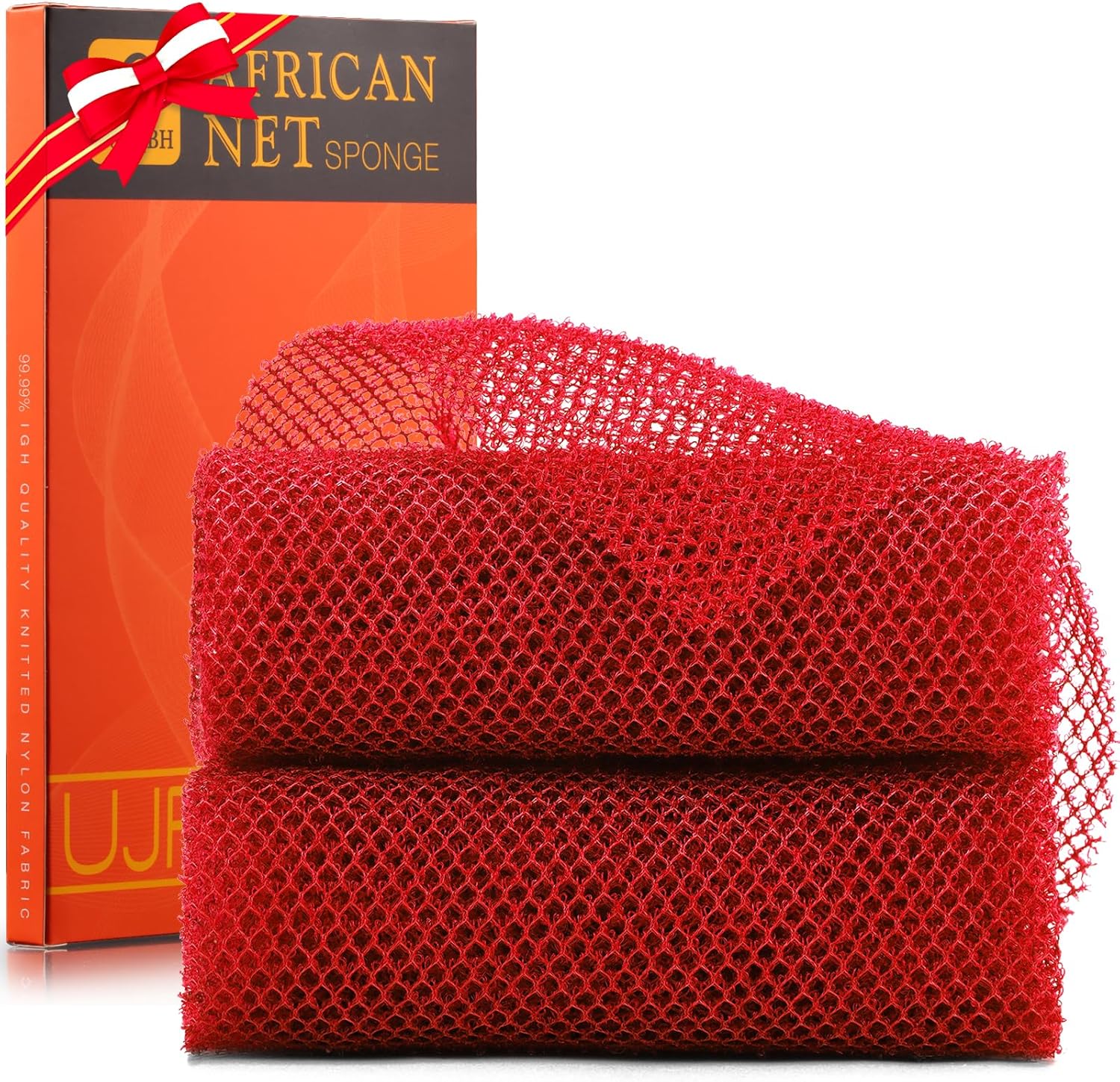 UJFQBH 3 Pieces African Bath Sponge African Net Long Net Bath Sponge Exfoliating Shower Body Scrubber Back Scrubber Skin Smoother