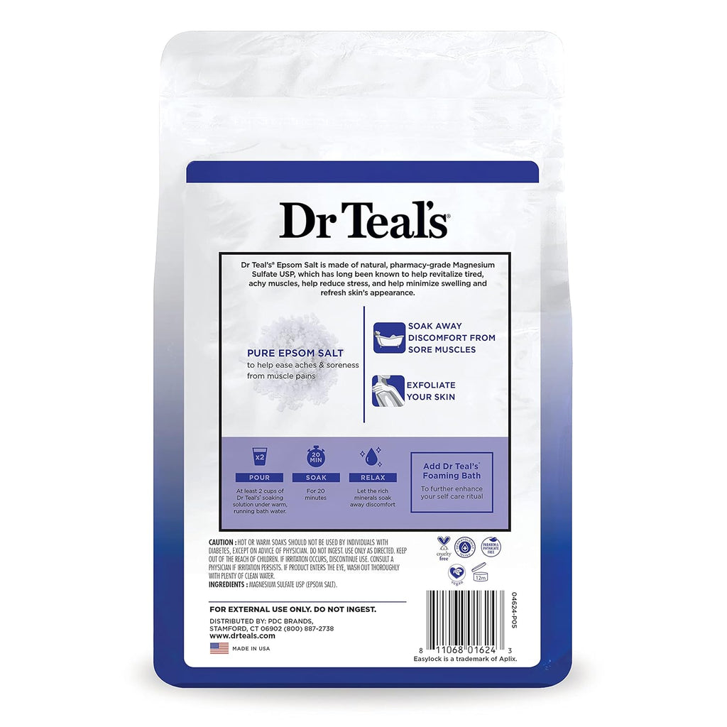Dr Teal's Epsom Salt Magnesium Soak, Fragrance Free,