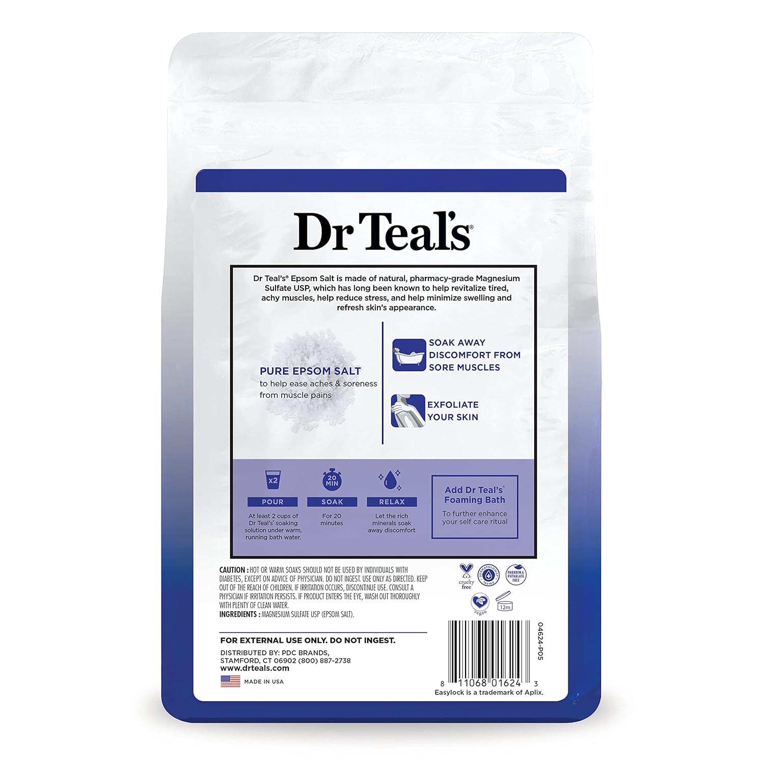 Dr Teal's Epsom Salt Magnesium Soak, Fragrance Free,