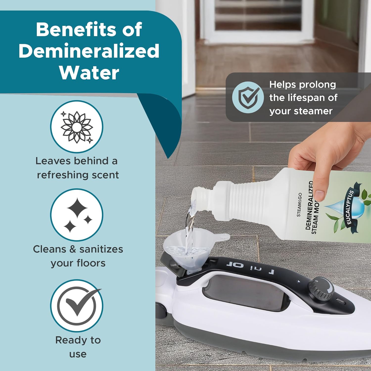 Steam & Go - Demineralized Water for Steam Cleaner,