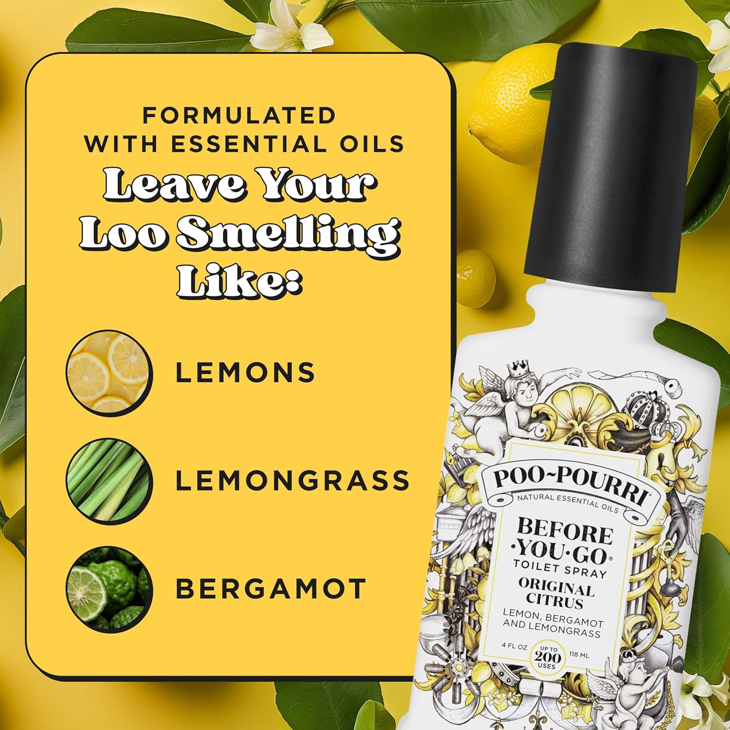 Poo-Pourri Before-You-Go Toilet Spray, Original Citrus, 2 Fl Oz - Lemon, Bergamot and Lemongrass