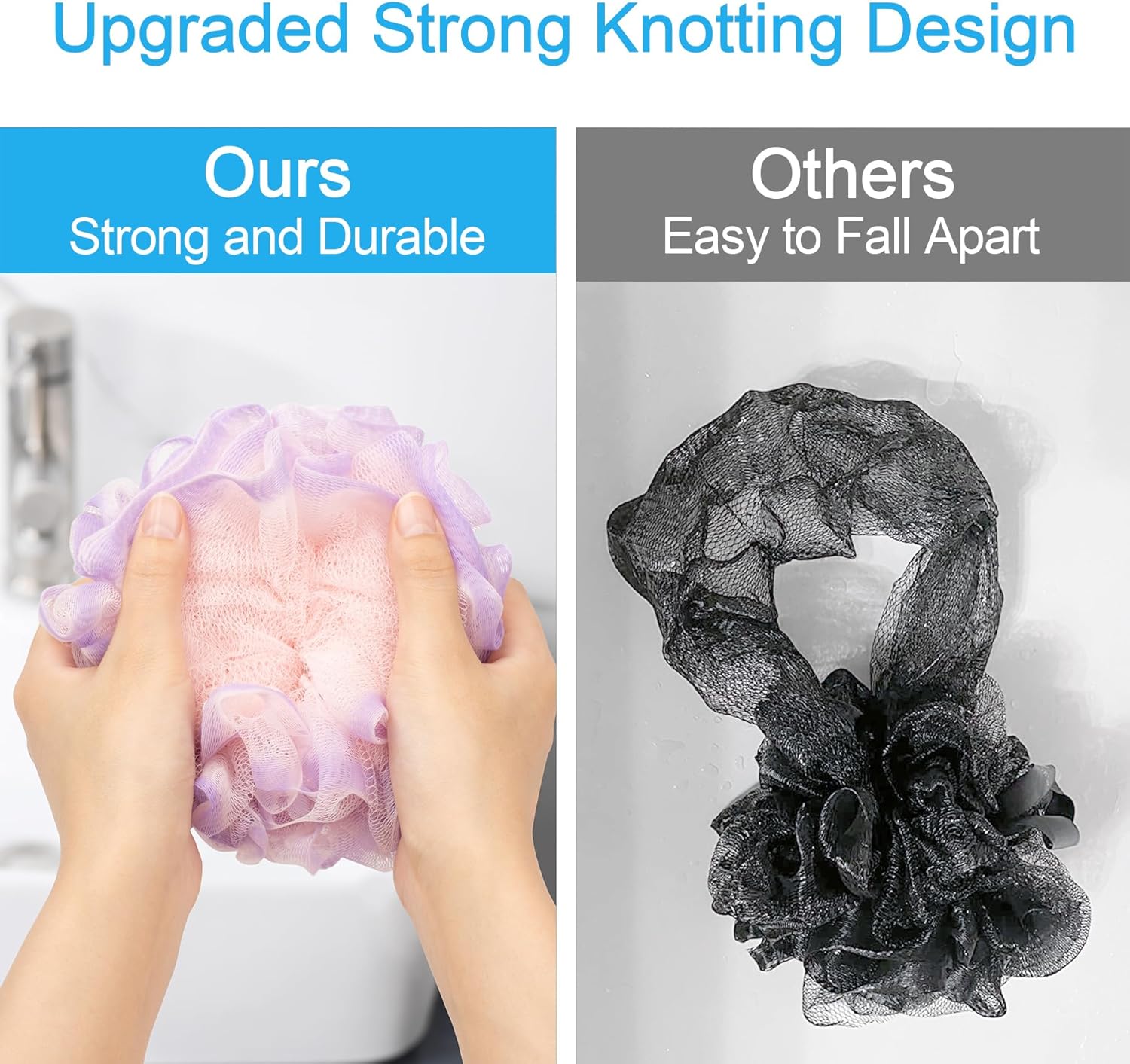 AmazerBath Loofah Sponge 75g/Piece, Exfoliating Bath Sponge Body Scrubber - Loofa Set of 4 Flower Color
