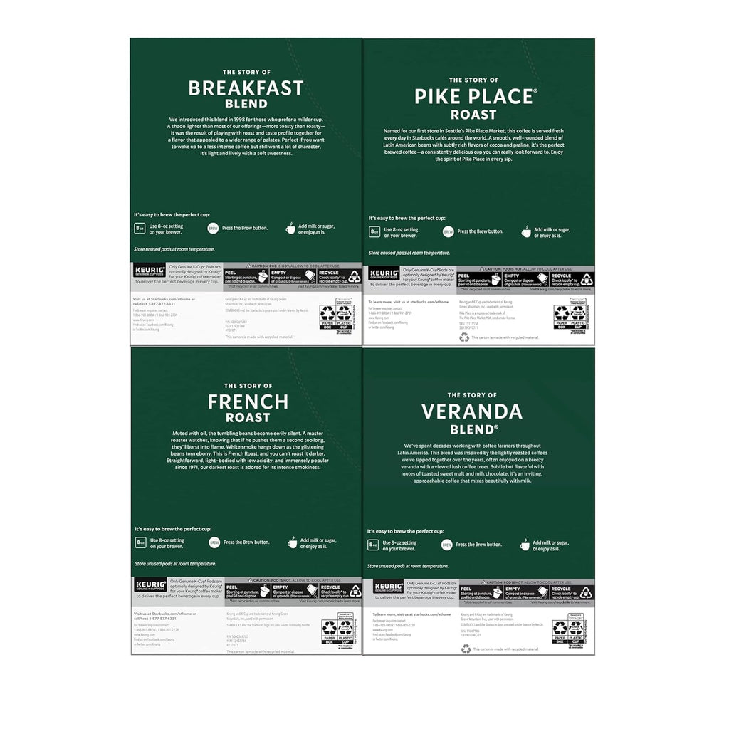 Starbucks K-Cup Coffee Pods, Medium Roast Coffee, Pike Place Roast for Keurig Brewers,