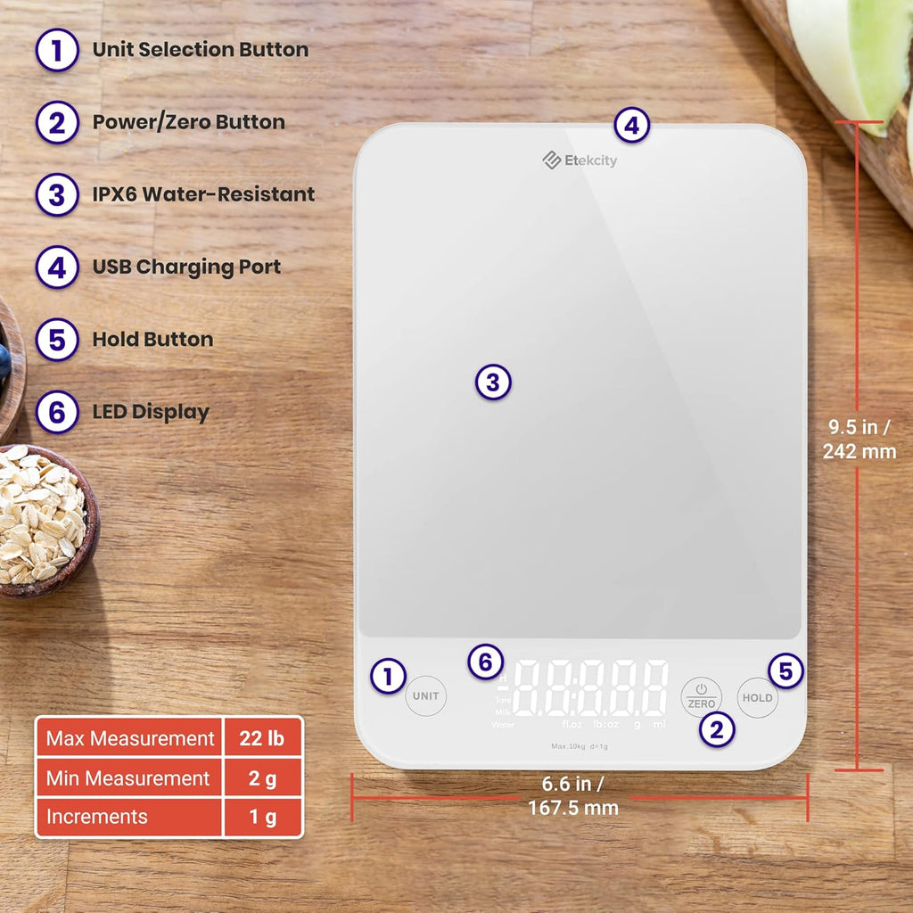 Etekcity Food Kitchen Scale, Digital Grams and Ounces for Weight Loss,
