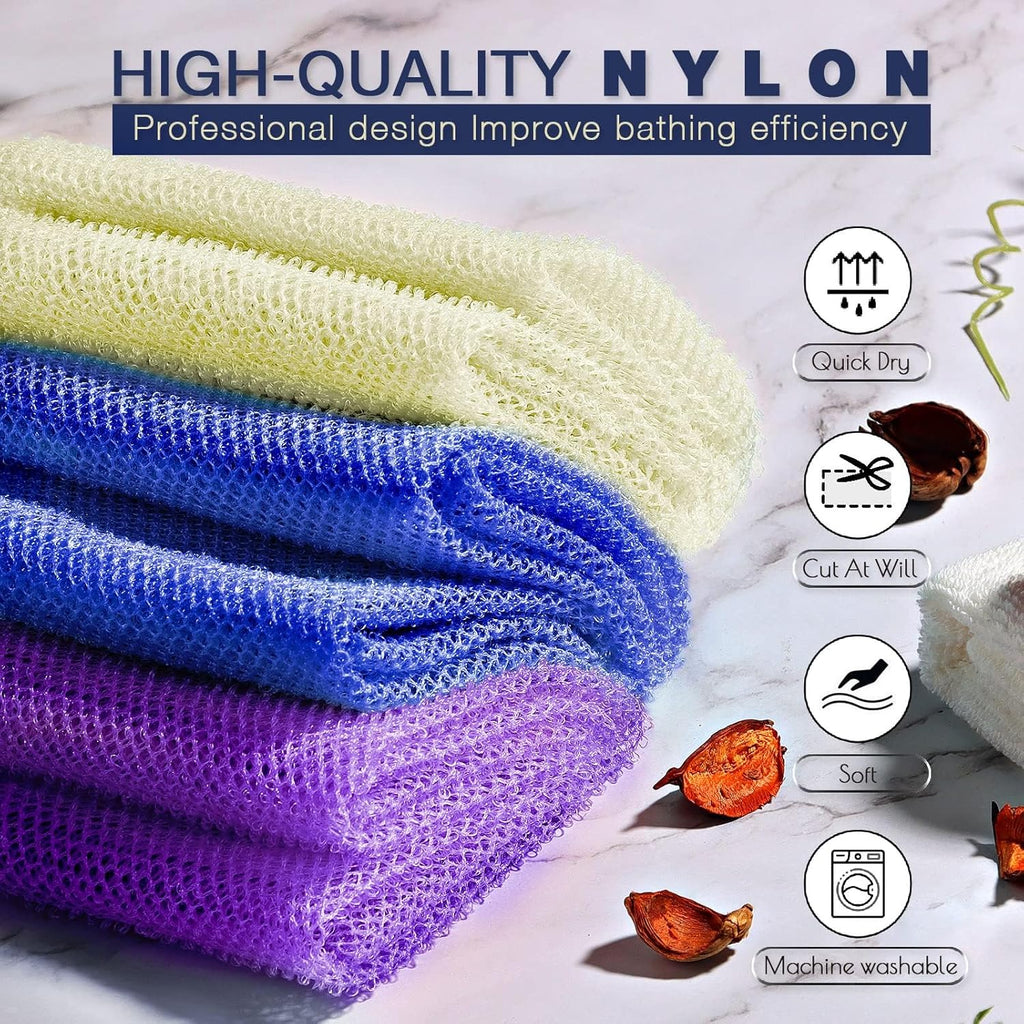 UJFQBH 3 Pieces African Bath Sponge African Net Long Net Bath Sponge Exfoliating Shower Body Scrubber Back Scrubber Skin Smoother