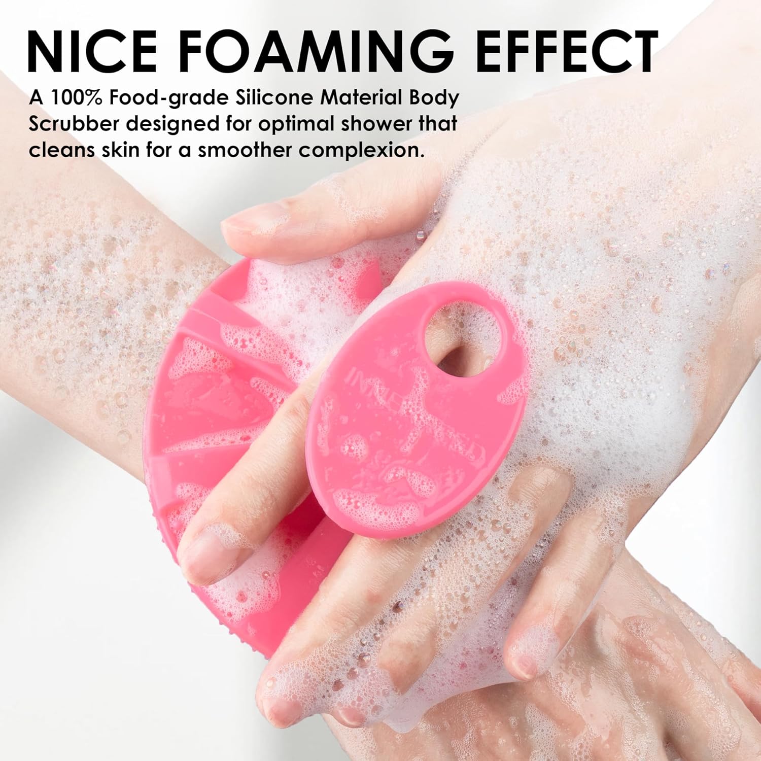 INNERNEED Food-Grade Soft Silicone Body Scrubber Shower Brush Handheld Cleansing Skin Brush,